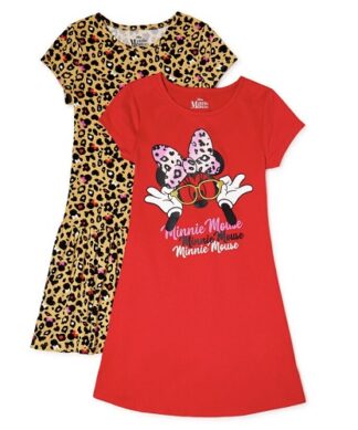 Disney Minnie Mouse Girls Short Sleeve Skaters Play Dress - 2 Packs