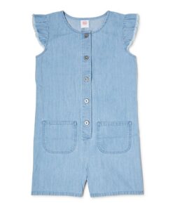 Wonder Nation Big Girls Ruffle Sleeve Romper - Playsuit