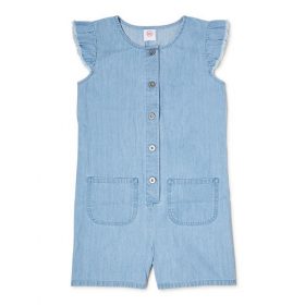 Wonder Nation Big Girls Ruffle Sleeve Romper - Playsuit