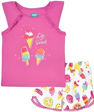 365 Kids Girls 2 Piece Ruffle Outfit Set - Ice Cream Cones