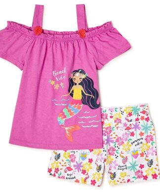 365 Kids Girls 2 Piece Cold Shoulder Outfit Set