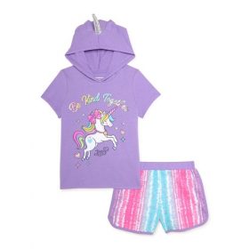 Jojo Siwa Girls Hoodie T-Shirt and Shorts Set