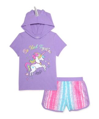 Jojo Siwa Girls Hoodie T-Shirt and Shorts Set