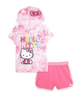 Hello Kitty Girls Hoodie T-Shirt & Shorts Outfit