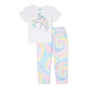 365 Kids Girls Ruffle Sleeve T-Shirt and Pants -Tie Dye