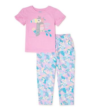 365 Kids Girls Ruffle Sleeve T-Shirt and Pants - Hornbill Bird