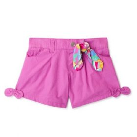 365 Kids Girls Poplin Bow Hem Fancy Shorts - Purple