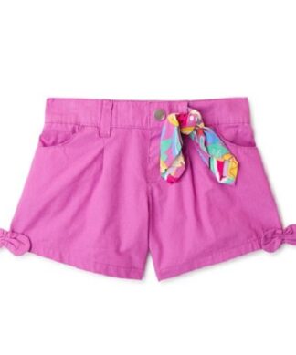 365 Kids Girls Poplin Bow Hem Fancy Shorts - Purple