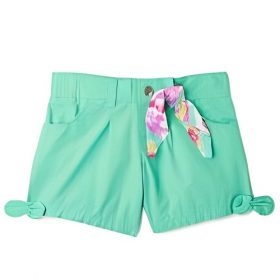 365 Kids Girls Poplin Bow Hem Fancy Shorts - Green