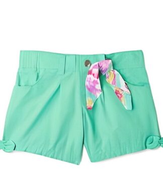 365 Kids Girls Poplin Bow Hem Fancy Shorts - Green