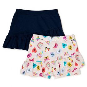 365 Kids Girls Ruffle Scooter Skirts With Inner Short, 2 Pack- Butterfly Print