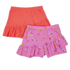 365 Kids Girls Ruffle Scooter Skirts With Inner Short, 2 Pack- Purple Orange