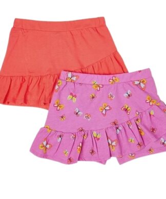 365 Kids Girls Ruffle Scooter Skirts With Inner Short, 2 Pack- Purple Orange