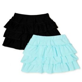 365 Kids Girls Ruffle Scooter Skirts With Inner Short, 2 Pack- Blue Black