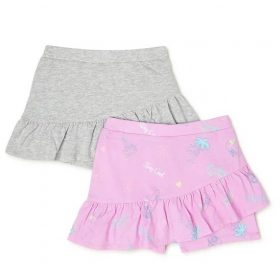 365 Kids Girls Ruffle Scooter Skirts With Inner Short, 2 Pack- Pink Grey