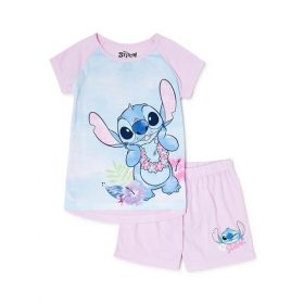 Disney Lilo & Stitch Girls Short Sleeve Shirt & Shorts Pyjamas Set
