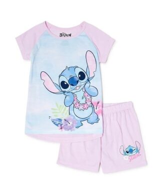 Disney Lilo & Stitch Girls Short Sleeve Shirt & Shorts Pyjamas Set