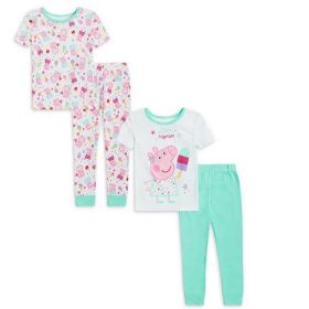 Peppa Pig Toddler Girls T-shirt, Shorts, Pant Pyjamas Set- 4 Pcs