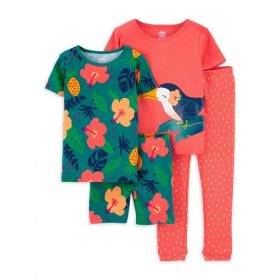 Carter's Child of Mine Toddler Girls T-shirt, Shorts, Pant Pyjamas Set- 4 Pcs