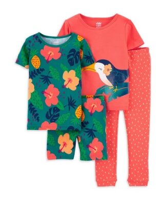 Carter's Child of Mine Toddler Girls T-shirt, Shorts, Pant Pyjamas Set- 4 Pcs