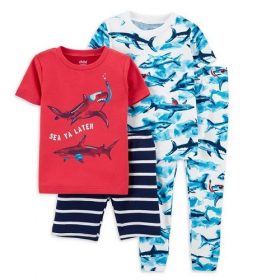 Carter's Child of Mine Toddler Boys T-shirt, Shorts, Pant Pyjamas Set- 4 Pcs