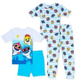 Pink Fong Shark Toddler Boys T-shirt, Shorts, Pant Pyjamas Set- 4 Pcs