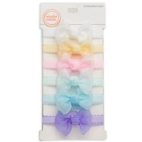 Wonder Nation Newborn Baby Girls Headband-Hairband Wrap- 6 Packs