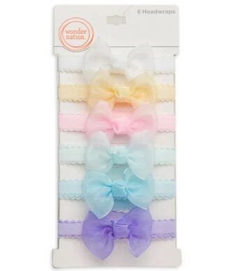 Wonder Nation Newborn Baby Girls Headband-Hairband Wrap- 6 Packs