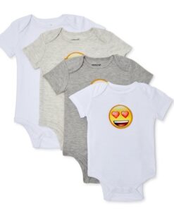 Wonder Nation Unisex 1st Year Emoji Baby Bodysuit Gift Set 0-3M, 3-6M,6-9M,12M,