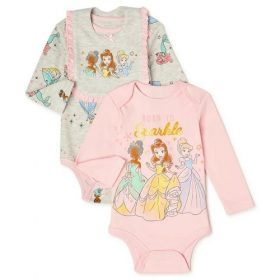 Disney Princess Baby Girls Long Sleeve Bodysuit & Bib Set