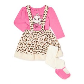 Disney Marie Baby Girls Top, Pinafore Dress & Popsocks Set