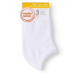 Wonder Nation Boys & Girls No Show Socks - White