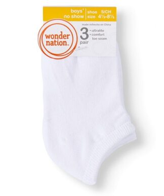 Wonder Nation Boys & Girls No Show Socks - White