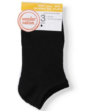 Wonder Nation Boys & Girls No Show Socks - Black