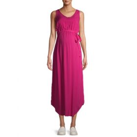 Time & Tru Women's Maternity Woven Maxi Dress - Pink
