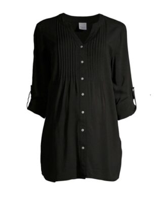 Time & Tru Maternity Woven Pintuck Blouse - Black