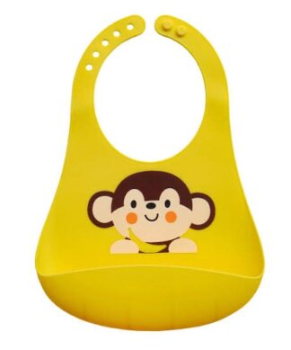 Parent's Choice Silicone Monkey Scoop Feeding Baby Bib - Yellow