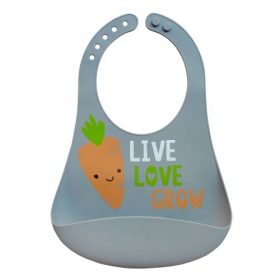 Parent's Choice Silicone Carrot Scoop Feeding Baby Bib - Grey