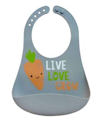 Parent's Choice Silicone Carrot Scoop Feeding Baby Bib - Grey