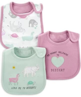 Carter's Child Of Mine Baby Girl 3 Pack Soak Free Bibs - Mint