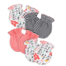 Gerber Organic Cotton Baby Girls No Scratch Mittens - 4 Pairs
