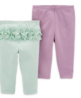 Carter's Child Of Mine New Baby Girl 2 Pack Trouser Pant - Mint Ruffle