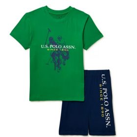 US Polo Assn Boys Short Sleeve Tee & Shorts Pajamas
