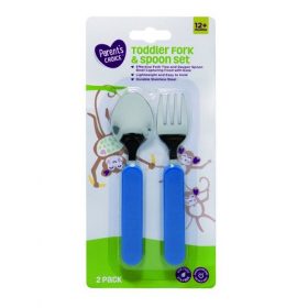 Parent's Choice Stainless Steel Spoon & Fork Toddler 2 Piece Set - Blue
