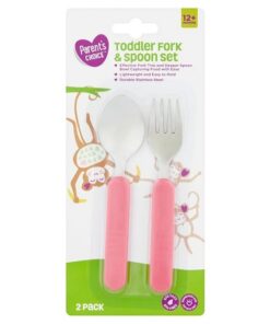 Parent's Choice Stainless Steel Spoon & Fork Toddler 2 Piece Set - Pink