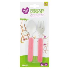 Parent's Choice Stainless Steel Spoon & Fork Toddler 2 Piece Set - Pink