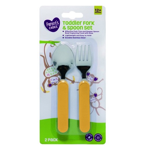 Parent's Choice Toddler Stainless Steel & Plastic Fork & Spoon Set 12+