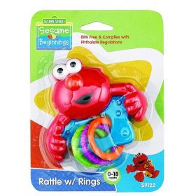 Sesame Street Beginnings Baby Elmo Rattle With Rings - Red