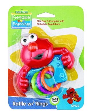 Sesame Street Beginnings Baby Elmo Rattle With Rings - Red