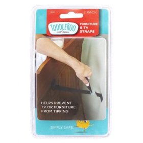 Toddleroo Baby Safety Furniture & TV Straps 2 Pack - Black